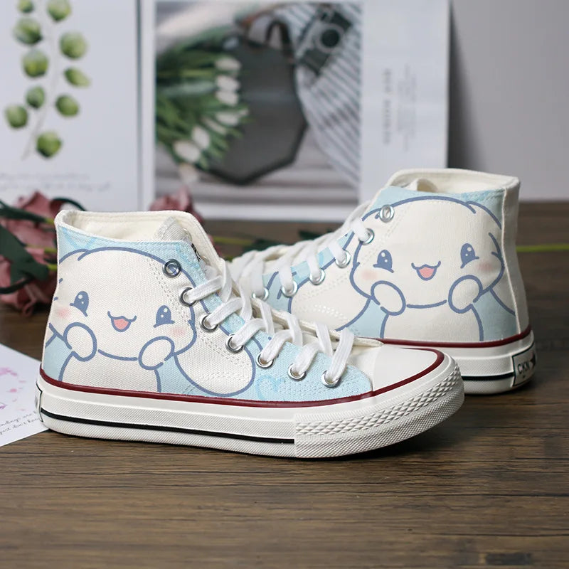 Kawaii Hello Kitty My Melody Canvas Shoes Cartoon New Summer Thin High-Top Sneakers Students Versatile Casual Shoes