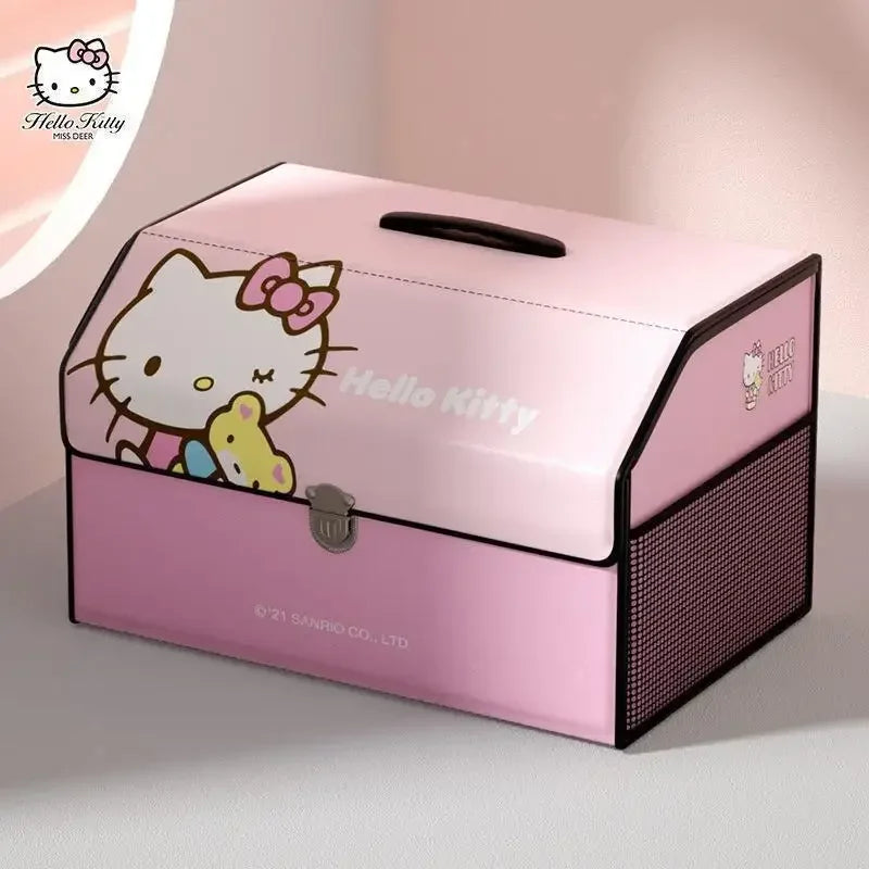 Sanrio Kawaii Hello Kitty Car Trunk Storage Box Anime Cartoon Lovely Fashion Exquisite Creative Waterproof Universal Storage Box