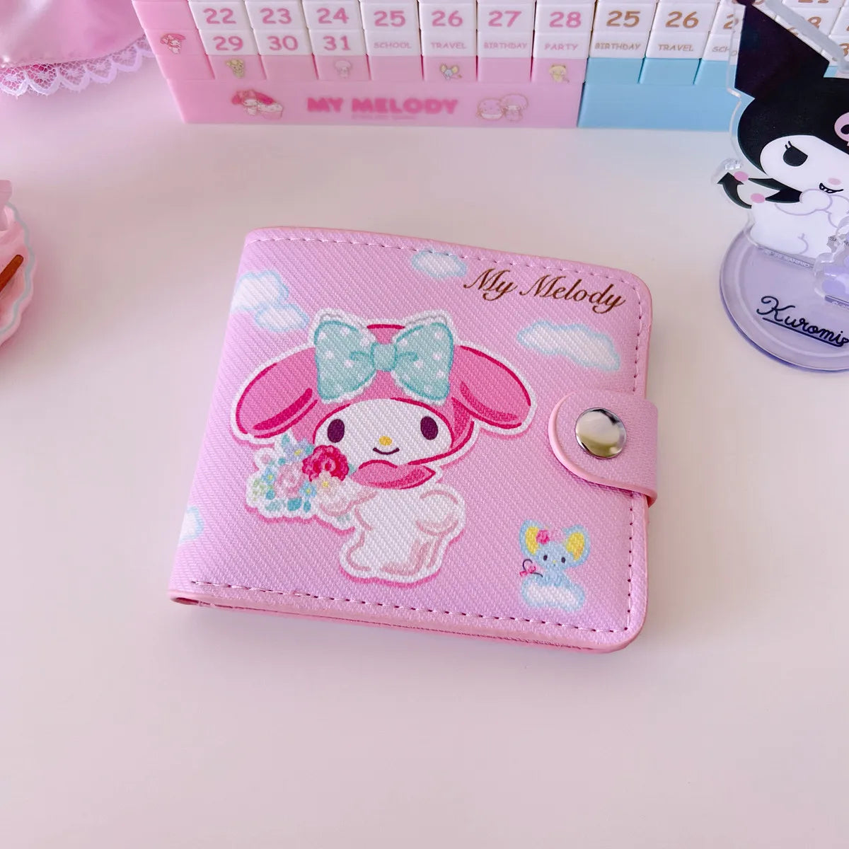 New PU Card Holder Women's Wallet Hello Kitty Kulomi Melody Cinnamoroll Portable ID Card Coin Purse Cute Girls Gifts