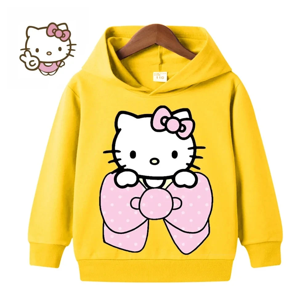 Kawaii Hello Kitty Hoodie Kids Clothes Girls Clothing Fashion Baby Boys Clothes Autumn Warm Sweatshirt Children Tops