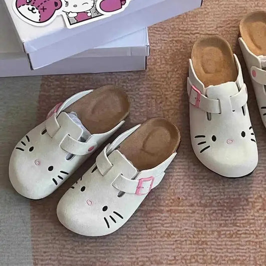 Hello Kitty Cute Anime Slippers Summer Female Thick Sole Flat Shoes Sweet Cartoon Outdoor Anti Slip Slippers Girl Gift