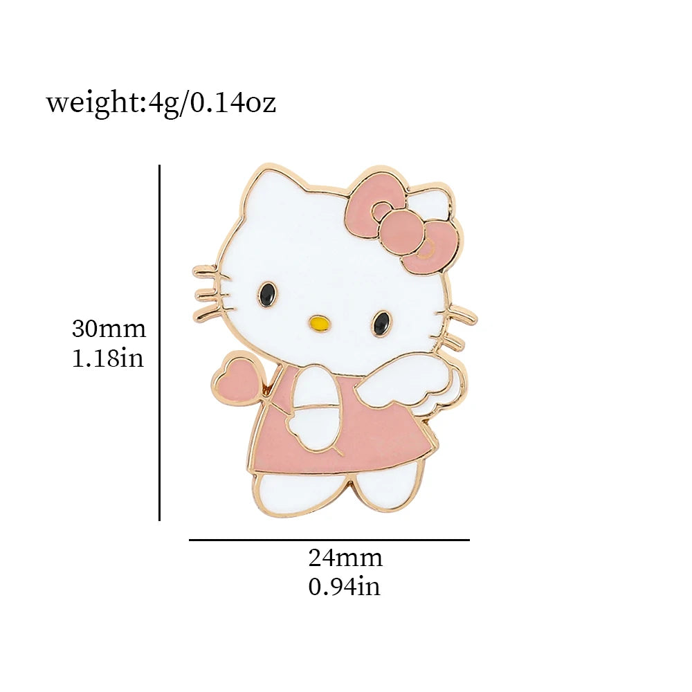 5 Pcs Cartoon Character Brooch Cute Hello Kitty Enamel Pin Backpack Clothing Jewelry Metal Badge Accessories Gift for Friend