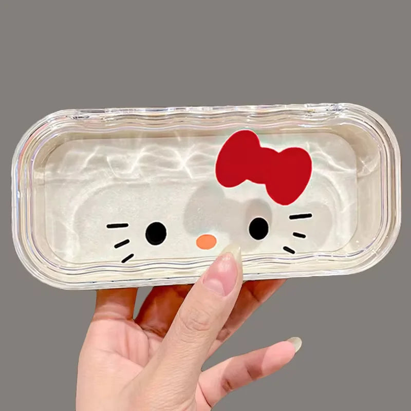 New Hello Kitty Glasses Case Kuromi Storage Box Anime Kawaii Cartoon Transparent Sunglasses Protective Case Gift for Girl