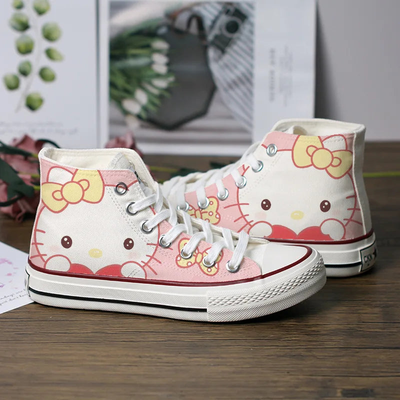 Kawaii Hello Kitty My Melody Canvas Shoes Cartoon New Summer Thin High-Top Sneakers Students Versatile Casual Shoes