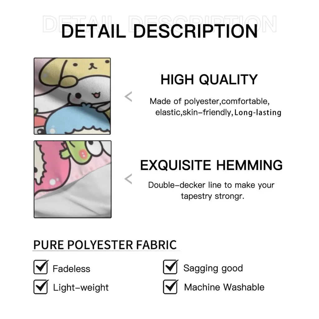 Cute Anime Sanrio Hello Kitty Kawaii Tapestries Room Decoration Items Home Décor Bedroom Wall Decorating Cloth