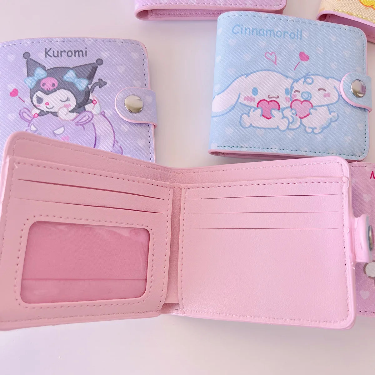 New PU Card Holder Women's Wallet Hello Kitty Kulomi Melody Cinnamoroll Portable ID Card Coin Purse Cute Girls Gifts