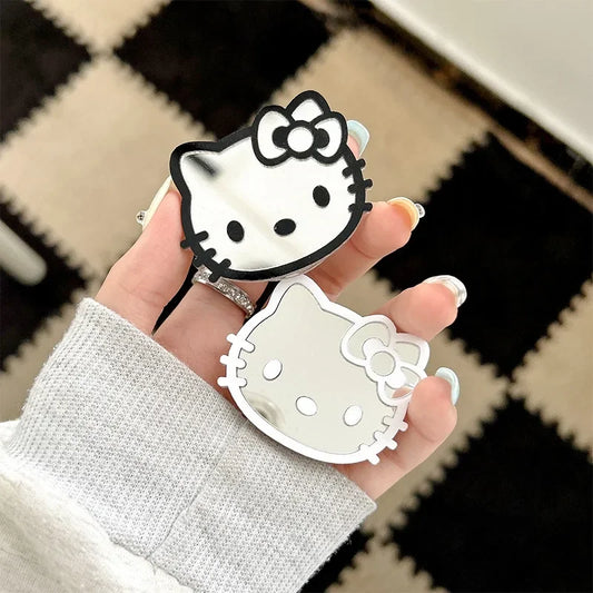 Hello Kitty Mobile Phone Holder Cute Anime Cartoon Scalable Portable IPhone Back Decoration Mirror Fashion Holiday Gifts