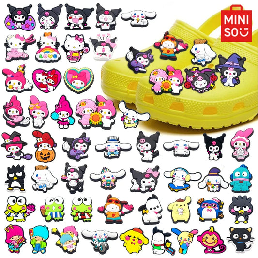 Hello Kitty Sanrio cartoon 1pcs cute shoe charms Accessories buckle clogs sandals pin decorate kids girls gift