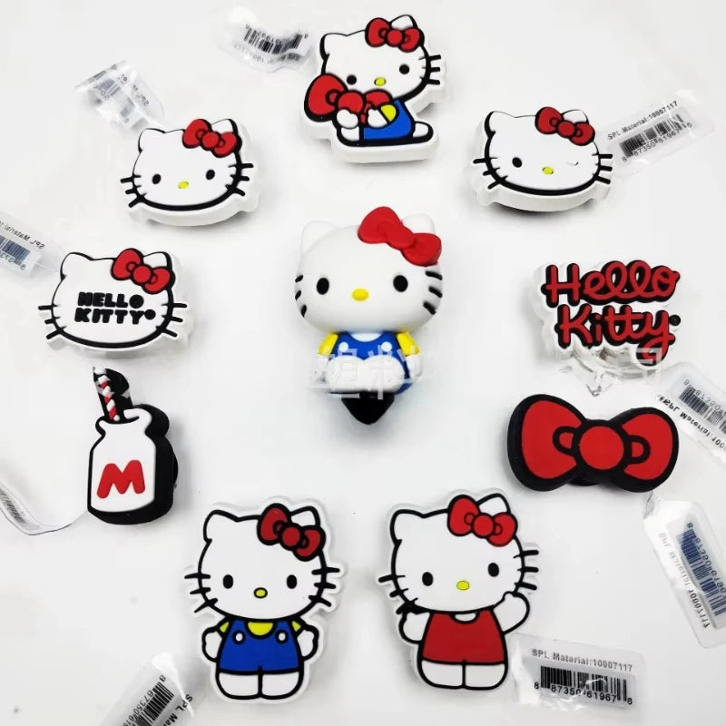 10pcs Hello Kitty Shoe Charms Set Cute Detachable Decorations for Clogs & Sandals Fashion Accessories for Women