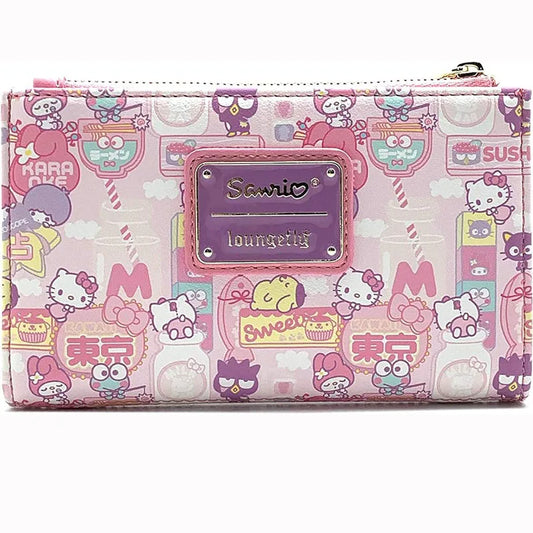 2025 New Hello Kitty Purse Lounge fly Clutch Purse Women's Purse Adult Birthday Gift Card Bag Double Fold Pink Coin Purse