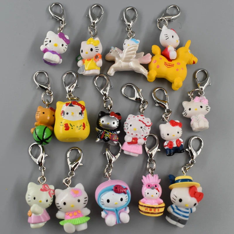 Kawaii Hello Kitty Toys Keyring Anime Cute Dress Up Gachupin Doll Y2K Keychain Pendant Accessories Gift