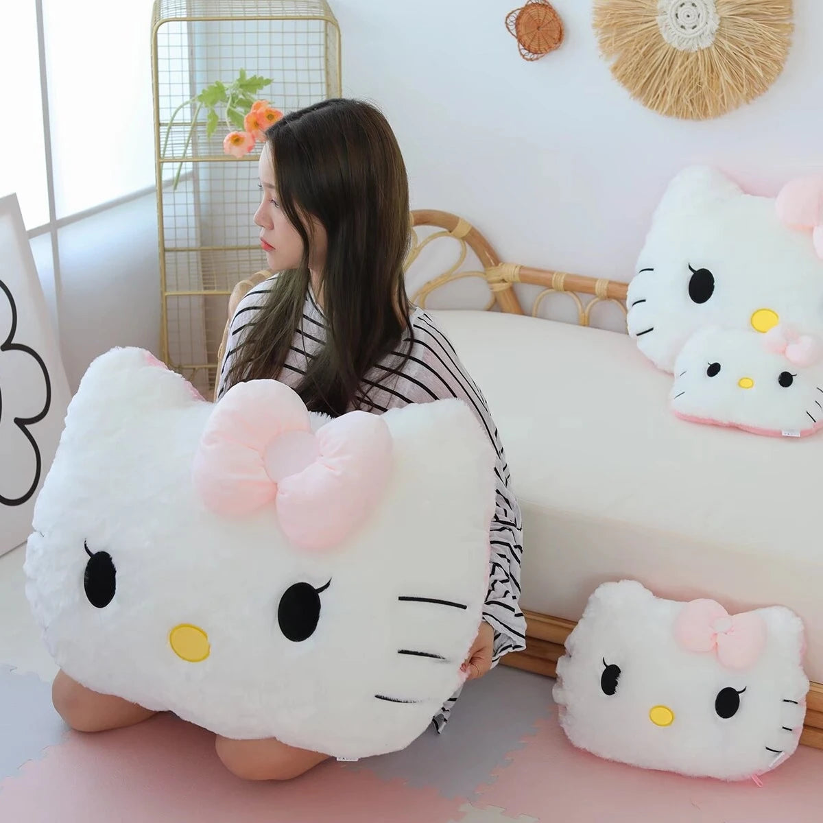 Big Size Hello Kitty Back Cushion Soft Cuddly Pillow Comfortable Sofa Bed Decor Pillow Hug Plushies Xmas Gifts For Girl