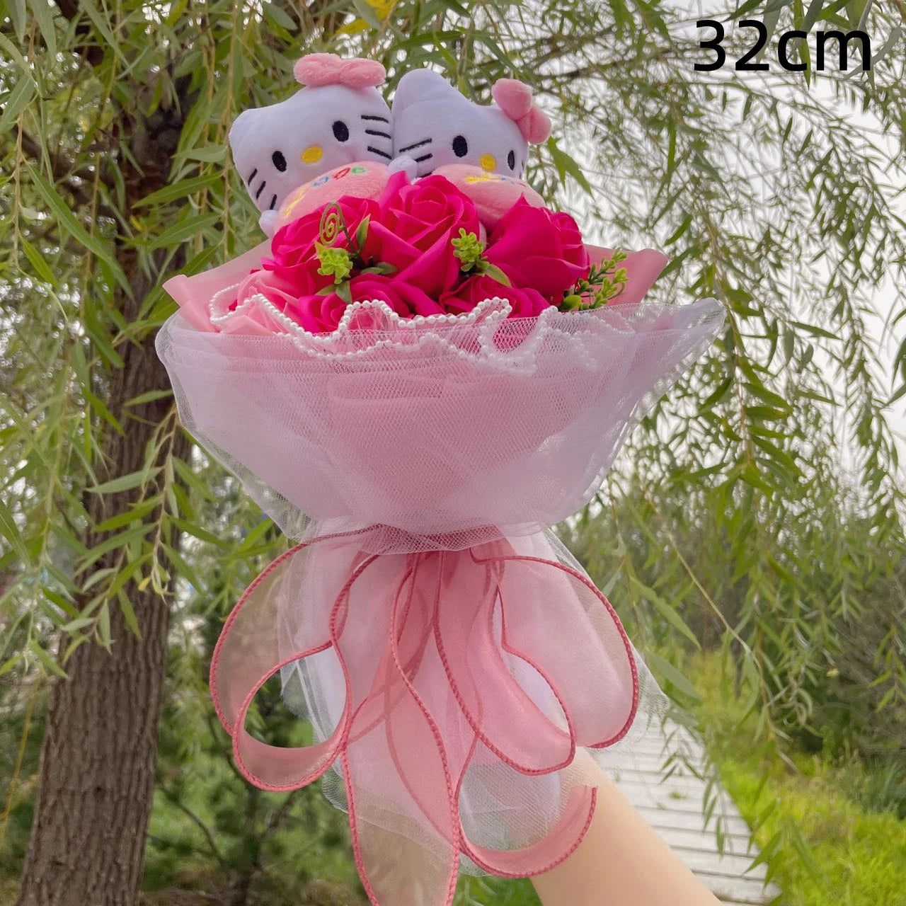 Hello Kitty Cat Dolls With Artificial Flowers Creative Sanrio Bouquet Christmas Valentine Birthday Graduation Gifts