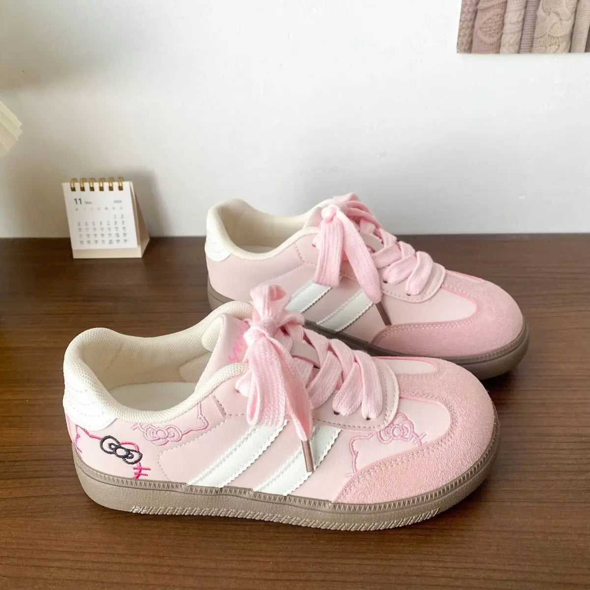 Hello Kitty Cute Pink Thick Soled Sneakers Women Spring New Niche Design Casual Shoes Korean Version Fashion Board Shoes