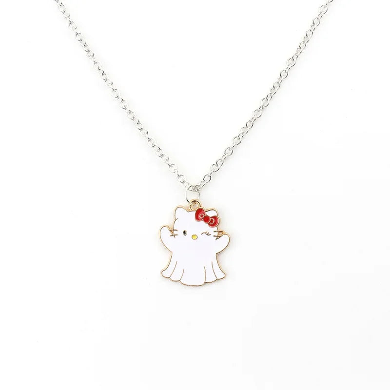 2025 Halloween Necklace Kawaii Anime Hello Kitty Transform Demon Ghost Pumpkin Alloy Pendant Jewelry Pendant Gifts Toys