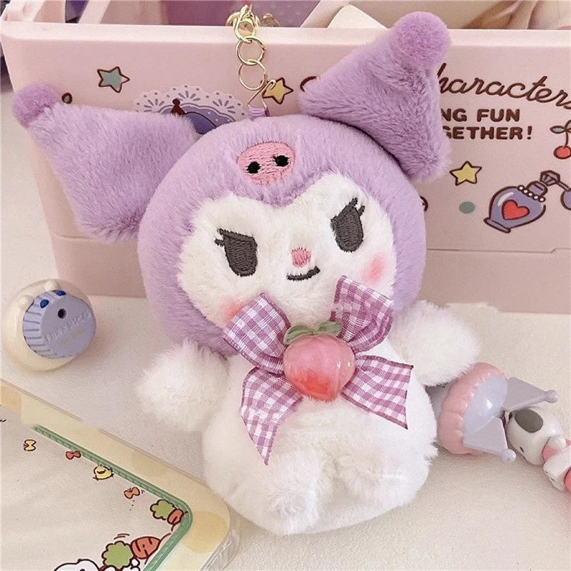 Kawaii Plush Keychain Toy Hello Kitty My Melody Kuromi Cinnamoroll Cartoon Student Backpack Pendant Decoration Girl Gifts