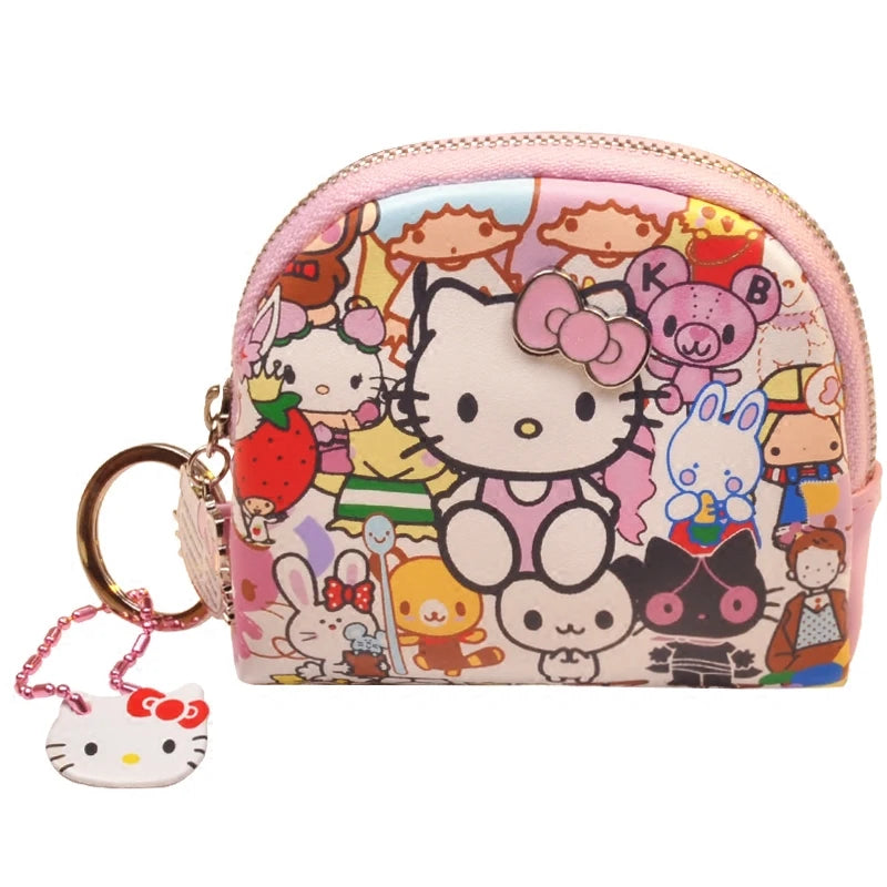 New Hello Kitty Wallet Cute Women's Soft Zipper Cartoon Pattern Mini Coin Bag Girl Birthday Gift Portable Handbag Multi function