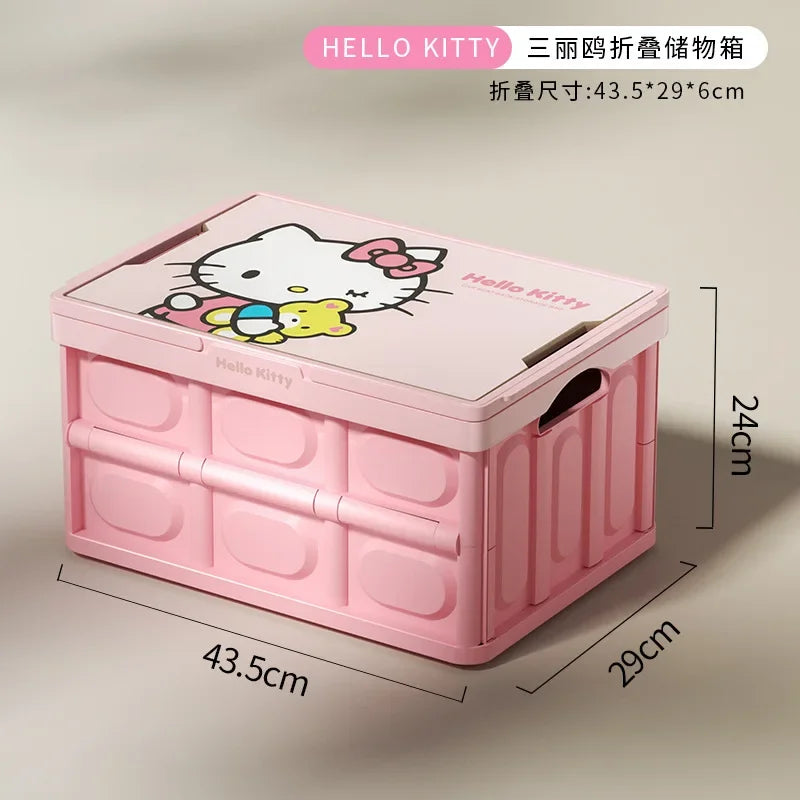 Sanrio Kawaii Anime Hello Kitty Car Trunk Storage Box Cute Outdoor Camping Portable Glove Box Foldable Car Storage Box Kids