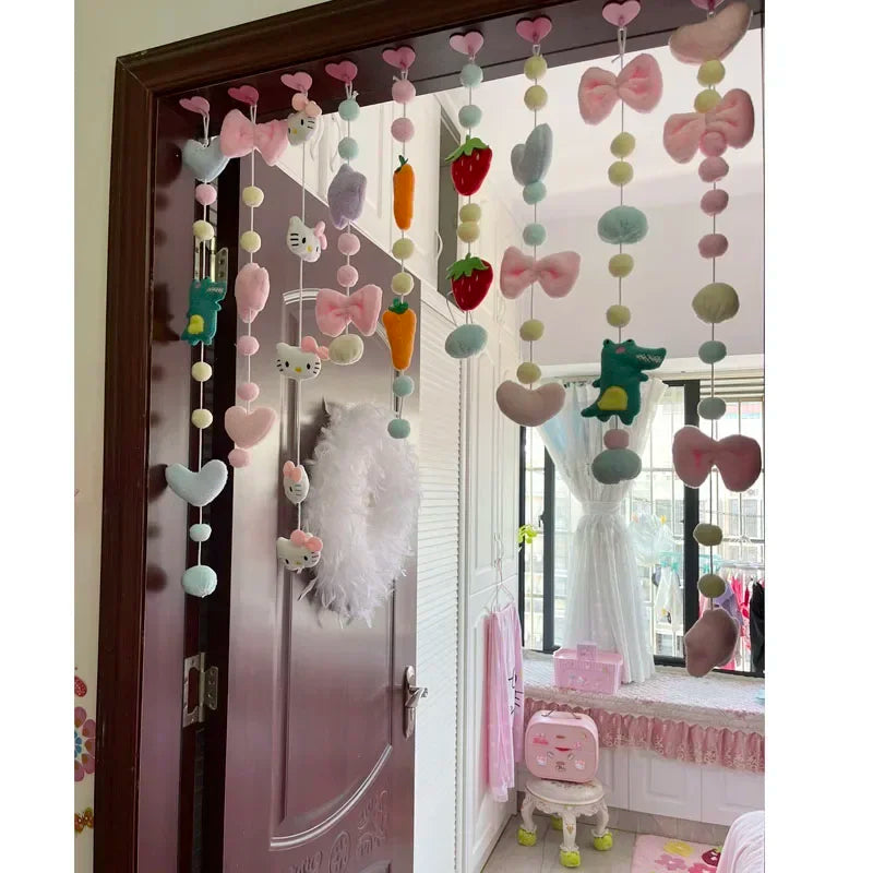 Hello Kitty KuromiMy melody Pompom Purin Door Curtain Cute Bathroom Bedroom Curtain Accessories Home Furnishings