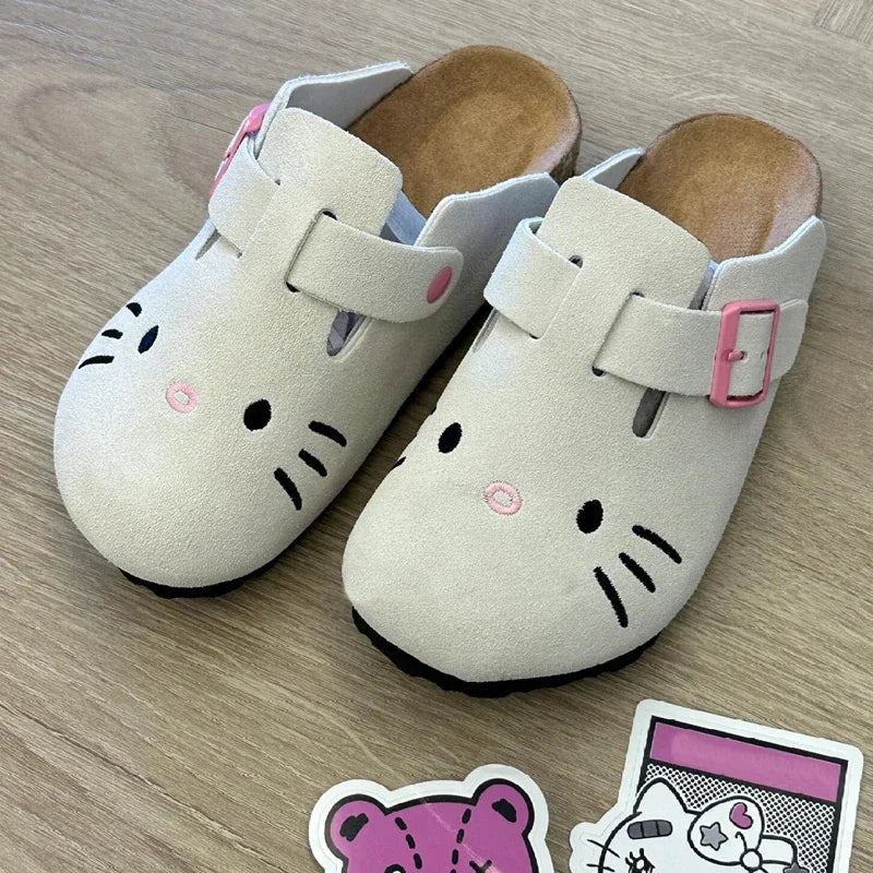 Hello Kitty Cute Anime Slippers Summer Female Thick Sole Flat Shoes Sweet Cartoon Outdoor Anti Slip Slippers Girl Gift