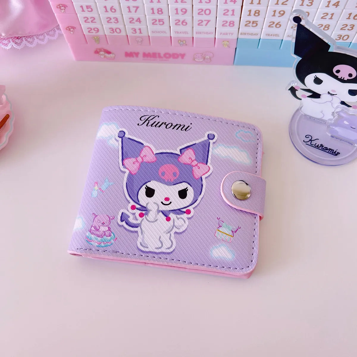 New PU Card Holder Women's Wallet Hello Kitty Kulomi Melody Cinnamoroll Portable ID Card Coin Purse Cute Girls Gifts