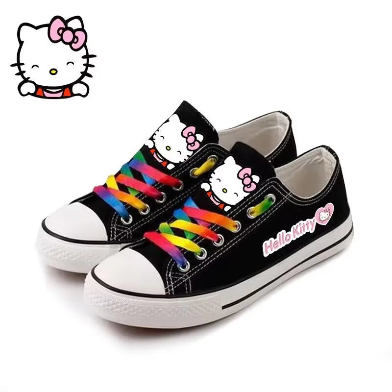 Hot selling Hello Kitty low top canvas shoes for women, men's plus size cute student sports shoes, couple casual shoes