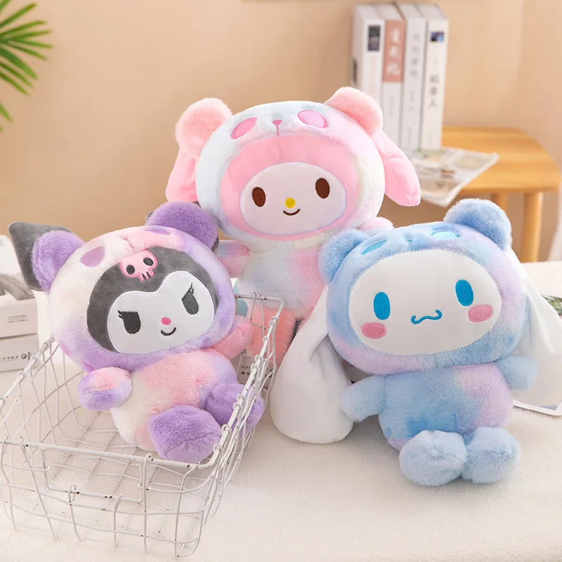 Kawaii 25CM Plush Dolls Kuromi Hello Kitty Melody Cinnamoroll Plush Soft Stuffed Animals Dolls Plushie Pillow Xmas Gifts