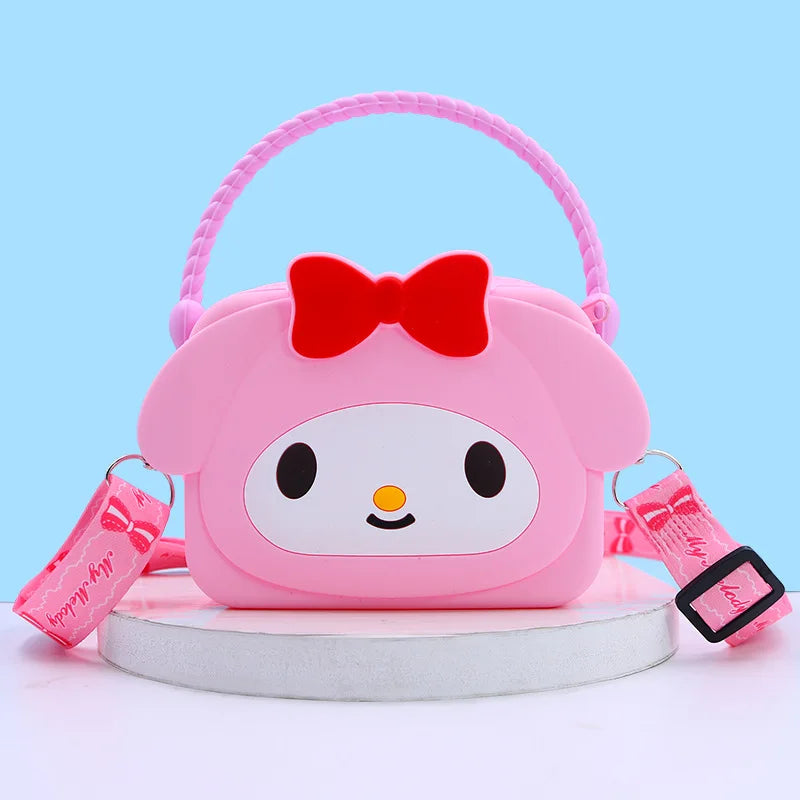 Bag Kawaii Hello Kitty Cinnamoroll Silica Gel Shoulder Bags Kuromi My Melody Coin Purse for Girl Cute Doll Handbag Gift