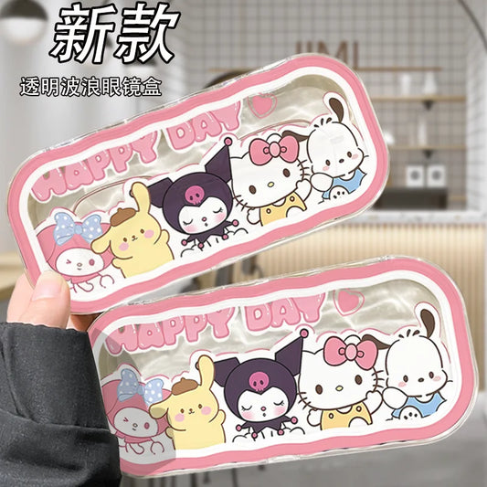 New Hello Kitty Glasses Case Kuromi Storage Box Anime Kawaii Cartoon Transparent Sunglasses Protective Case Girl for Gift