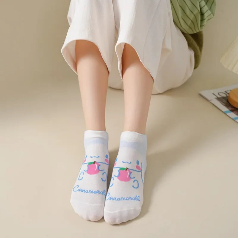 Hello Kitty Cartoon Women's Socks Cute Animal Socks Spring Summer Fall Boat Socks Fashion Everything with Preppy Look