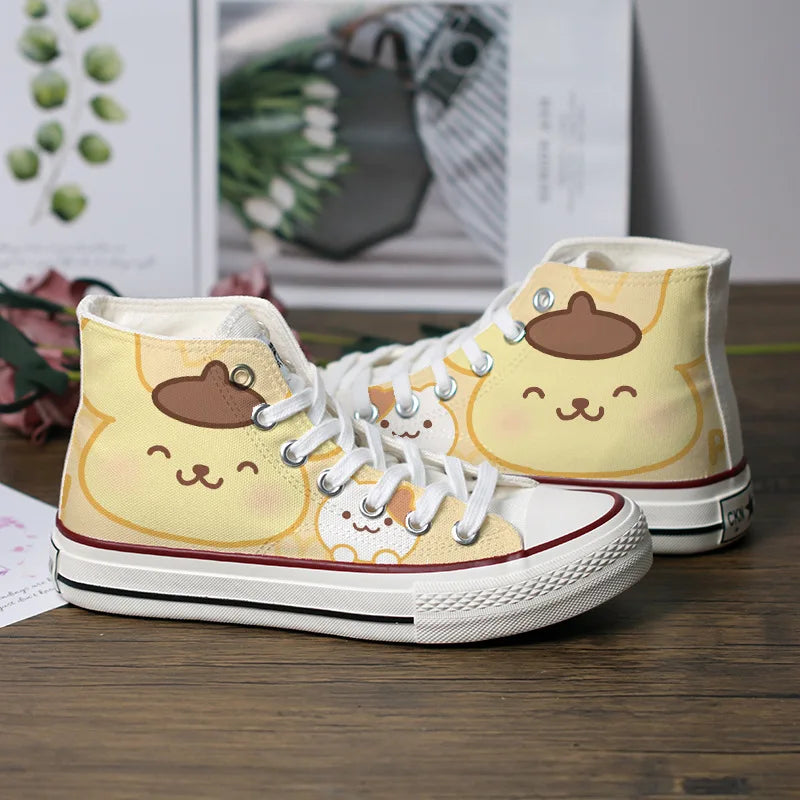 Kawaii Hello Kitty My Melody Canvas Shoes Cartoon New Summer Thin High-Top Sneakers Students Versatile Casual Shoes