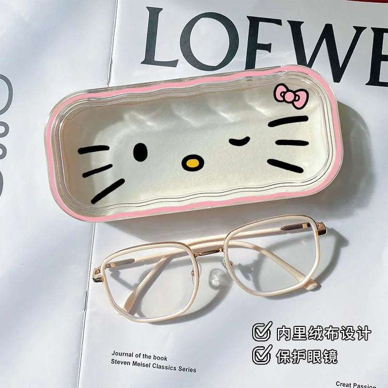 Hello Kitty Glasses Storage Box Anime Kawaii Cute Cartoon Girly Heart Sunglasses Protective Case Gifts for Girls