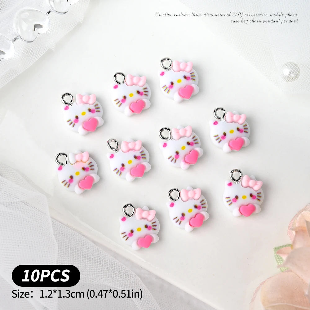 10/35/50Pcs Kawaii Nail Charms Funny Cute Hellokitty/Kuromi/Melody Charms Pendant for DIY Earring Keychain Jewelry Making