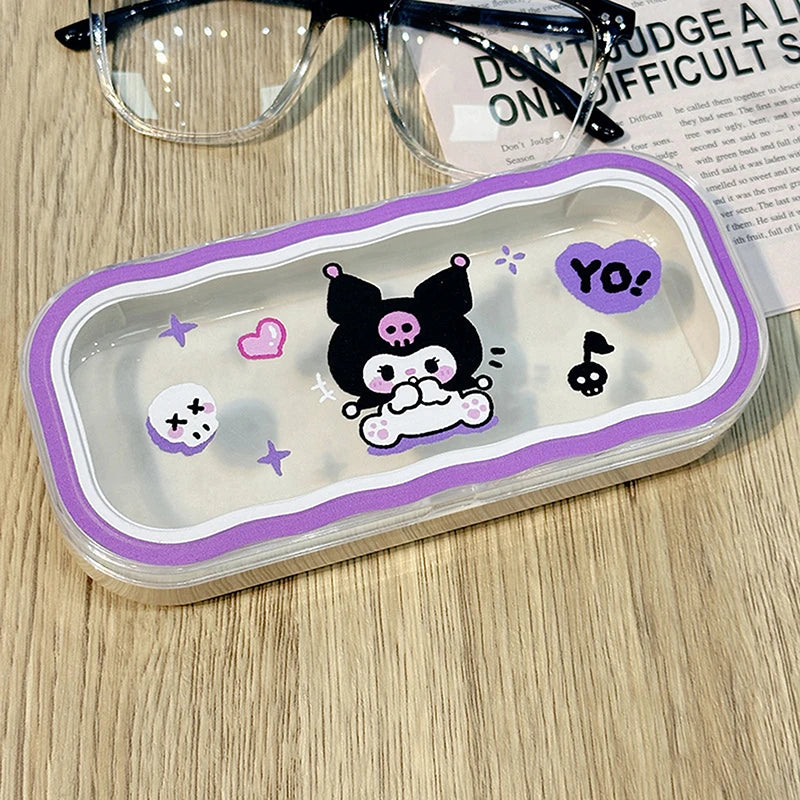 New Cartoon Anime Hello Kitty Kuromi Melody Glasses Case Kawaii Fashion Simple Portable Anti-fall Sunglasses Storage Box