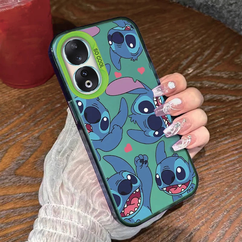 For Honor 90 Phone Case Lilo Stitch Big Eye Cute Cartoon Lovely Cover Matte Laser Coque For Honor 90 Fundas Honor90 Bumper