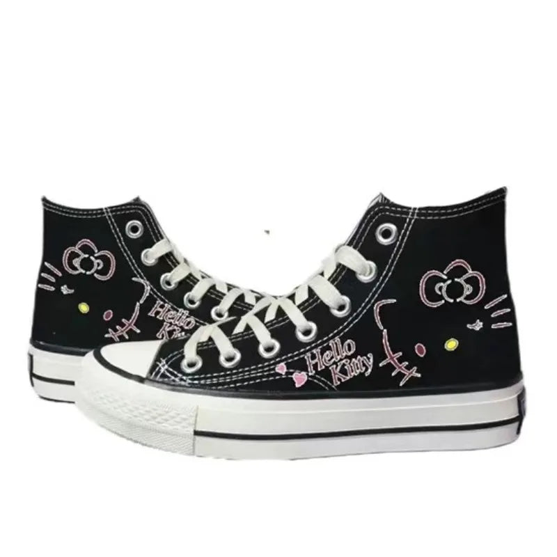 Hello Kitty Print Korean Version High Top Canvas Shoes Lolita Cartoon Boys and Girls Student Casual Shoes Kids Sneakers