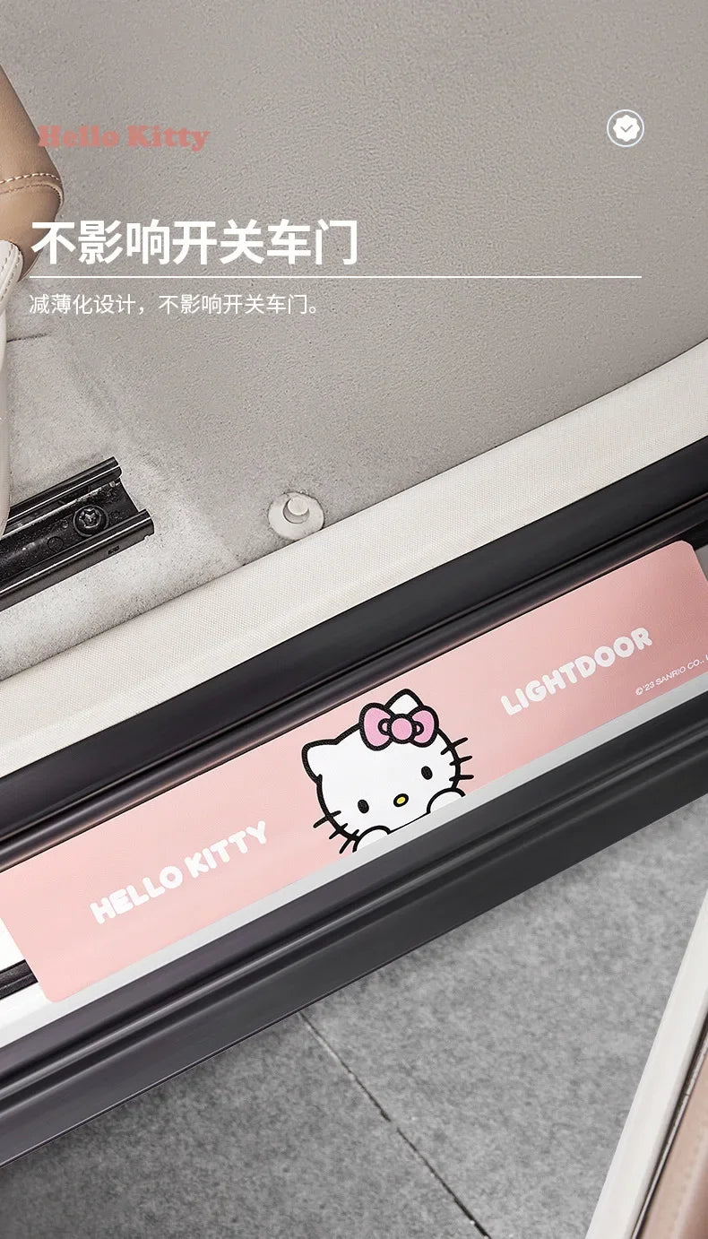 Kawaii Sanrio Car Door Sill Protection Strip Anti-Pedal Wear-Resistant Pu Cartoon Hello Kitty Cute Car Decoration Accessories