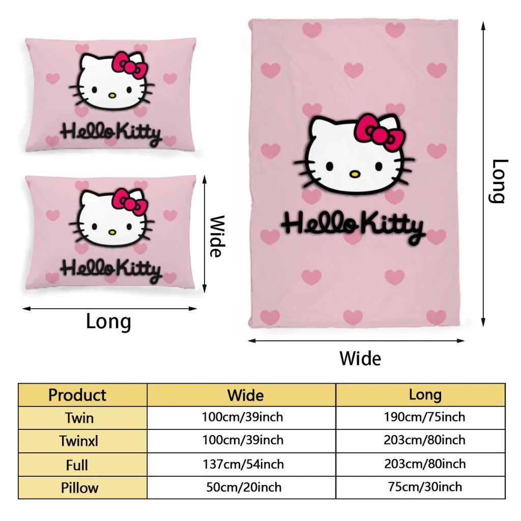 Hello Kitty Hello Kitty Bed Sheets Set  Comforter Quilt Cover Duvets Single Bedding