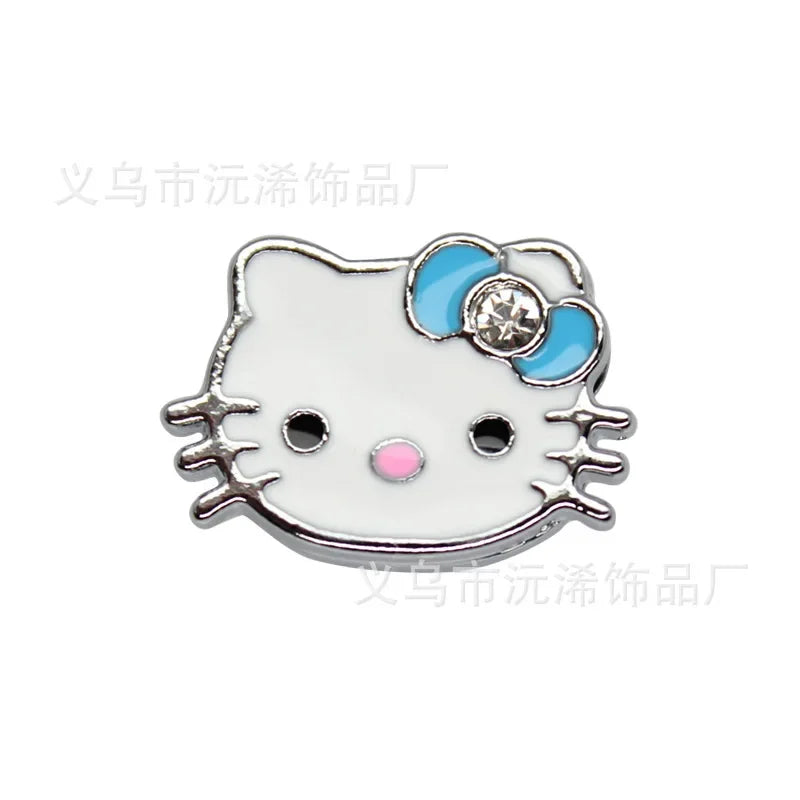 5cps 8mm Enamel Hello Kitty Charms Accessories DIY Wrist Strap Bracelet Collar Handmade Beads for Jewelry Making Kids Gifts