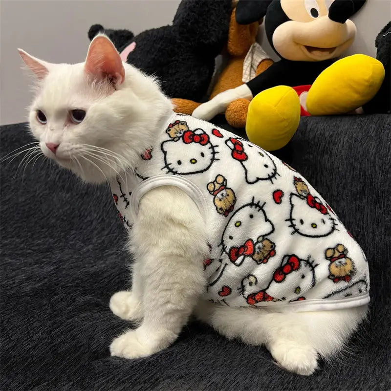 Kawaii Hello Kitty Cat Sweater Costume Winter Warm Pet Clothes for Cats Pullover Mascotas Clothing Gatos Products for Animals