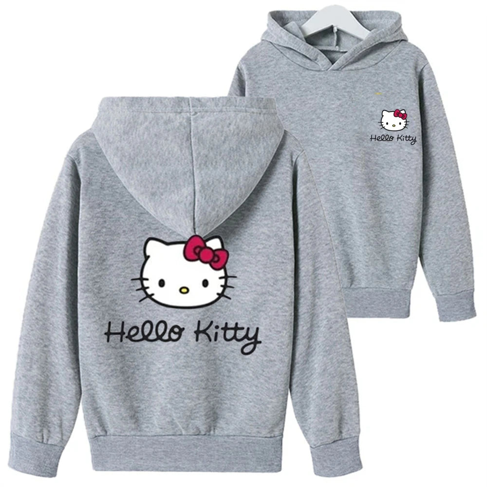 New red Leisure Sweatshirt Hello Kitty Kids Clothing  Age 3-12 Toddler Top Children's Hoodie print Boy Girls' Coat Long Sleeve