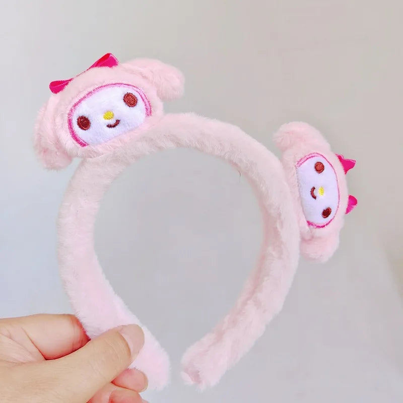 Kawaii Accessories Hello Kitty Makeup Wash Hair Ring Kuromi Cinnamoroll My Melody Hair Band Headband Girl Birthday Gift