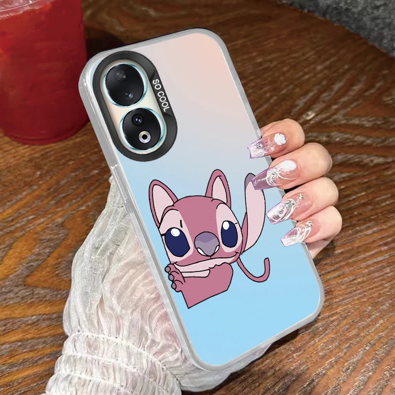 For Honor 90 Phone Case Lilo Stitch Big Eye Cute Cartoon Lovely Cover Matte Laser Coque For Honor 90 Fundas Honor90 Bumper