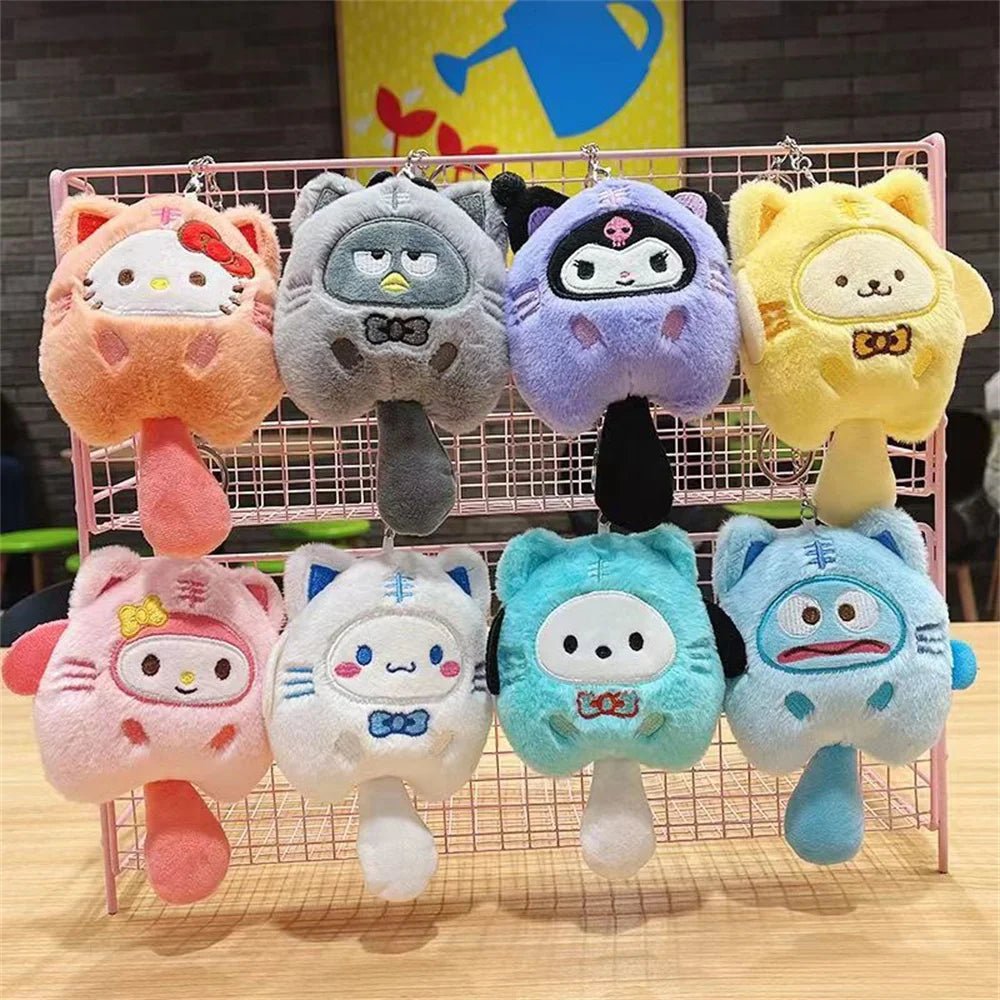 Hello Kitty Plush Keychain Dolls Kawaii Kuromi Cinnamoroll Cartoon Plush Backpack Pendant Accessories Girls Gifts Toys