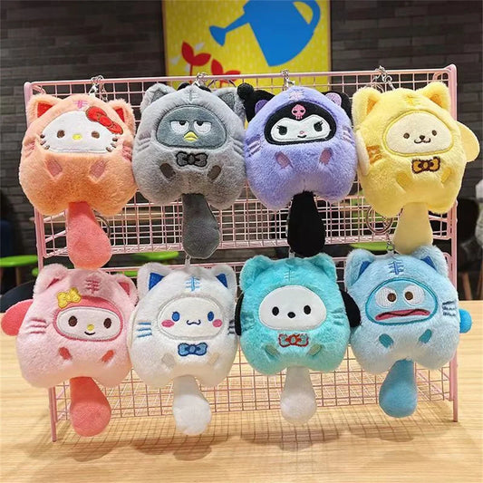 Hello Kitty Plush Keychain Dolls Kawaii Kuromi Cinnamoroll Cartoon Plush Backpack Pendant Accessories Girls Gifts Toys