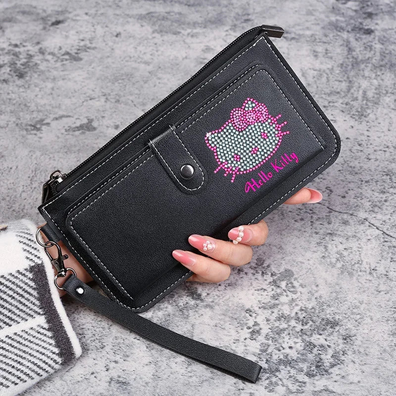 Hello Kitty Women Wallets PU Leather Female Purse Multi-Cards Holder Coin Foldable Wallet Zipper Billfold Hipster Credit Gift