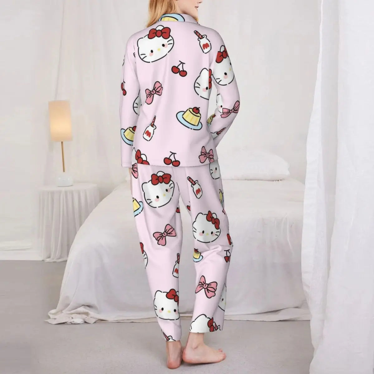 Cute Hello Kitty Women's Pajamas Set 2 Piece Set For Women Casual Long sleeve Suit