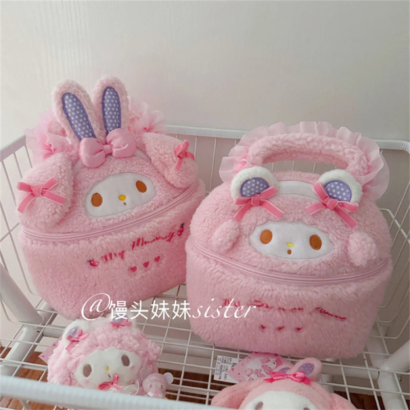 My Melody Cosmetic Case Lovely Cute Anime My Sweet Piano Handbag Storage Bag Japanese Style Kawaii Plush Bag Gifts Girl