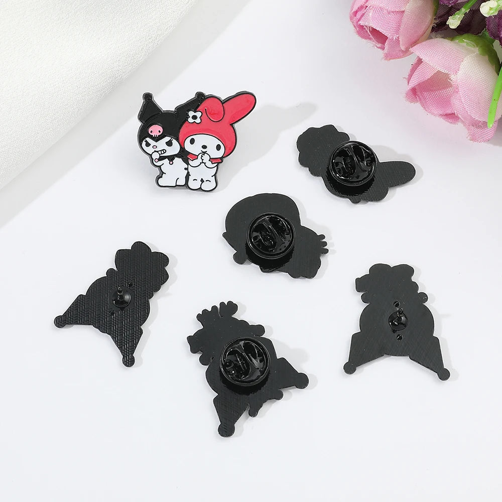 Sanrio Enamel Pins for Backpack Cute Cartoon Hello Kitty Brooches for Women Kawaii Kuromi My Melody Anime Metal Badges Jewelry