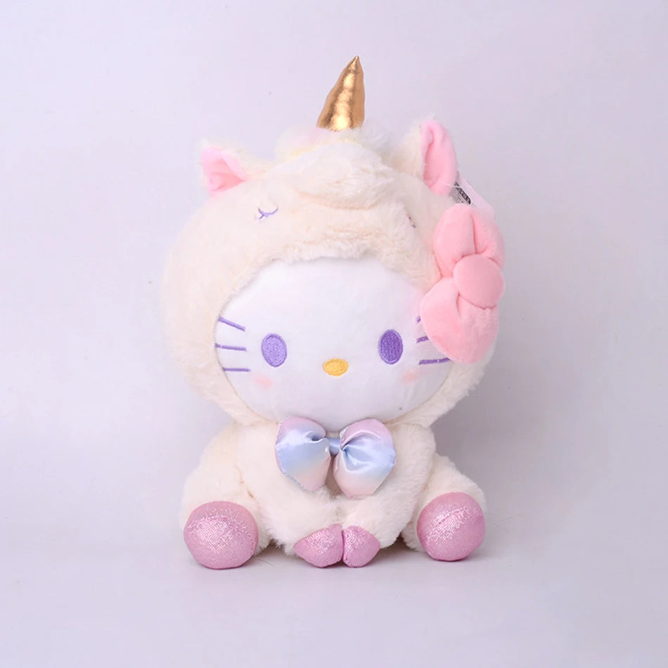 Cartoon Kawali Kuromi Hello Kitty My Melody Cinnamoroll Pillow Plush Toys Soft Stuffed Dolls for Kids Birthday Gifts